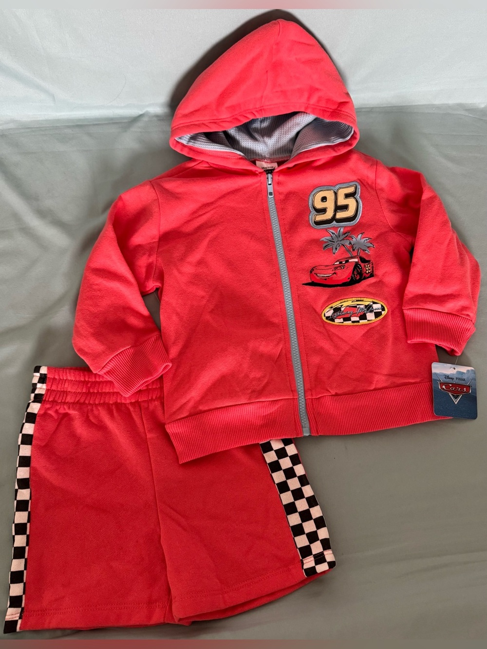 Toddler Boys' 2pc Disney Cars Lightning McQueen Zip-up Hoodie & Shorts Set